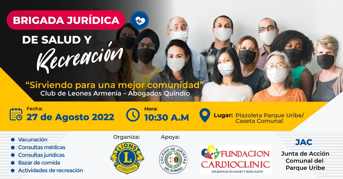 armeniamonarca's tweet photo. Invitamos a toda la comunidad de Armenia y de la comuna 7 para el sábado 27 de agosto a partir de las 10:00am P/Uribe brigada de salud, jurídica y recreativa; apoyo de #SecretariadeSalud, #IMDERA @AlcaldiaArmenia #PonalDequi #ColegiodeJuristasdelQuindio https://t.co/kuno9ybbaS