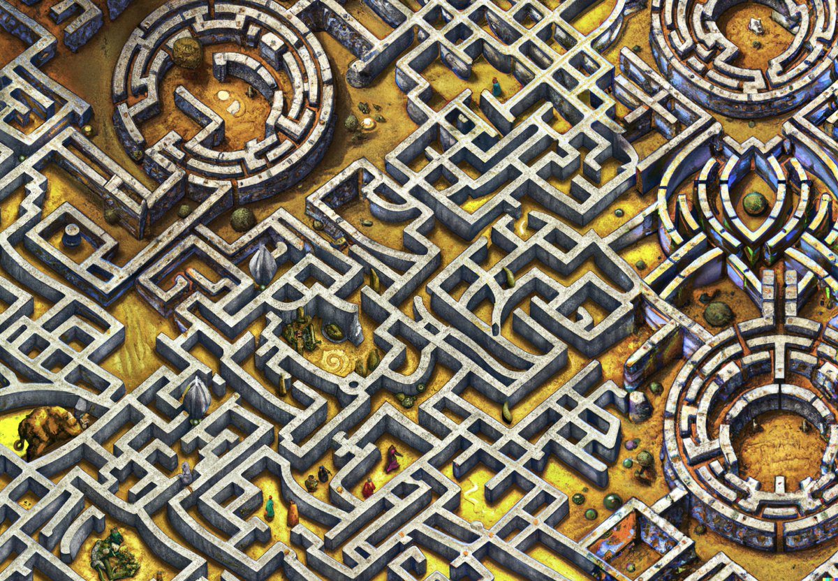 mikerferrier's tweet photo. Minotaur's labyrinth, 6x4 images put together with https://t.co/UltHyAilVM
Video of creation process here: https://t.co/j5GT7FRSCY
#DALLE #DALLE2 #PATCHE #AIART https://t.co/4Pvz5CqKT3