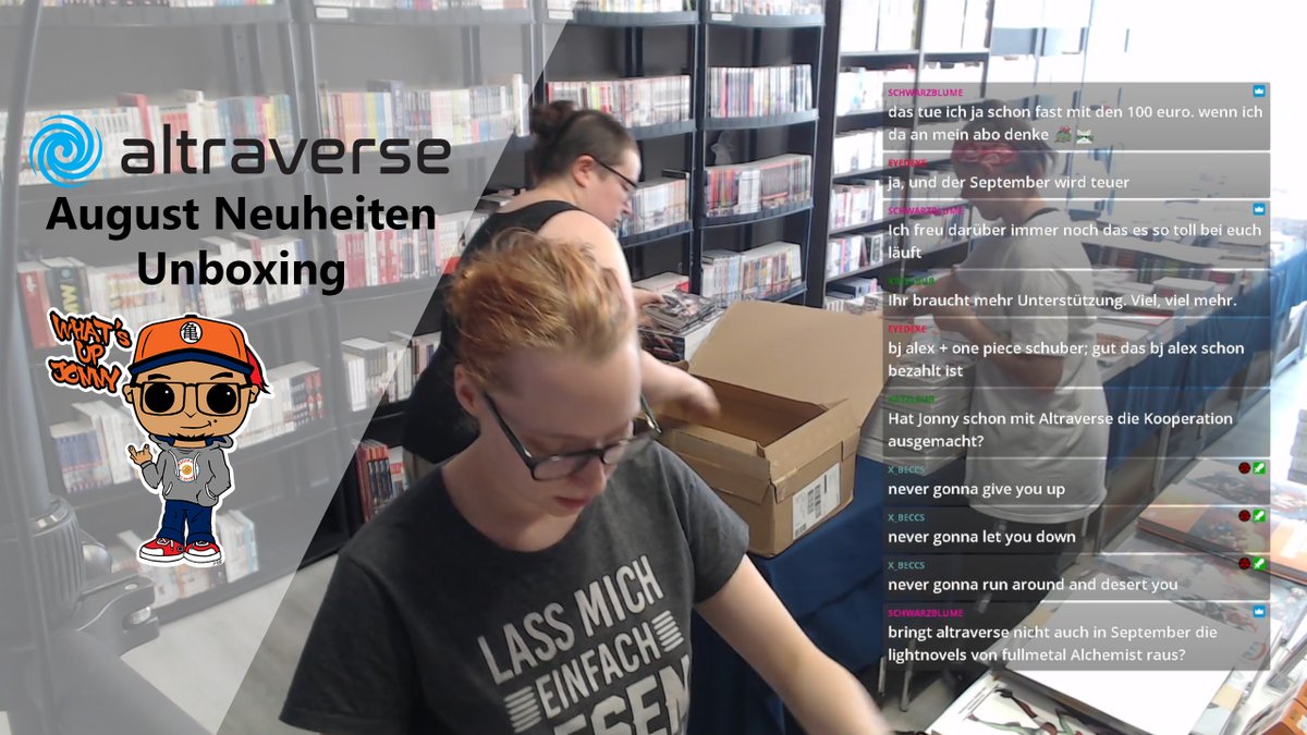 WhatsUpJonnyDE's tweet photo. Hier könnt ihr den altraverse Unboxing Stream aus dem #WUJ #MangaShop nachträglich schauen!

Seht zu, wie wir jeden Manga überprüfen &amp; euren Bestellungen zu ordnen!😍

Diese Woche erwarten wir noch die September Neuheiten von MangaCult &amp; Carlsen Hayabusa!

https://t.co/pUQWlcyfJy https://t.co/8u3vKqpNK7