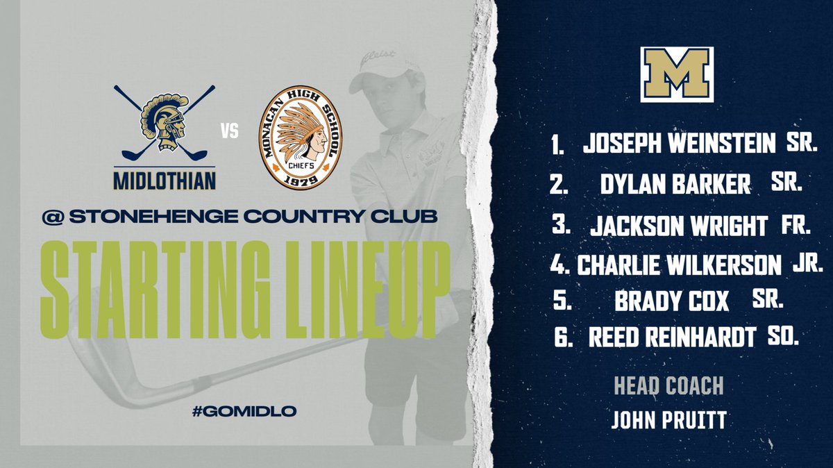MidloTrojanGolf's tweet photo. Good Afternoon Trojans☀️. We hope everyone has a fantastic first day at school today! If you are looking for some post-school entertainment, look no farther than Stonehenge Cc as we take on @Monacan_Chiefs . Let’s Go 〽️ https://t.co/q8MfPw7l0v