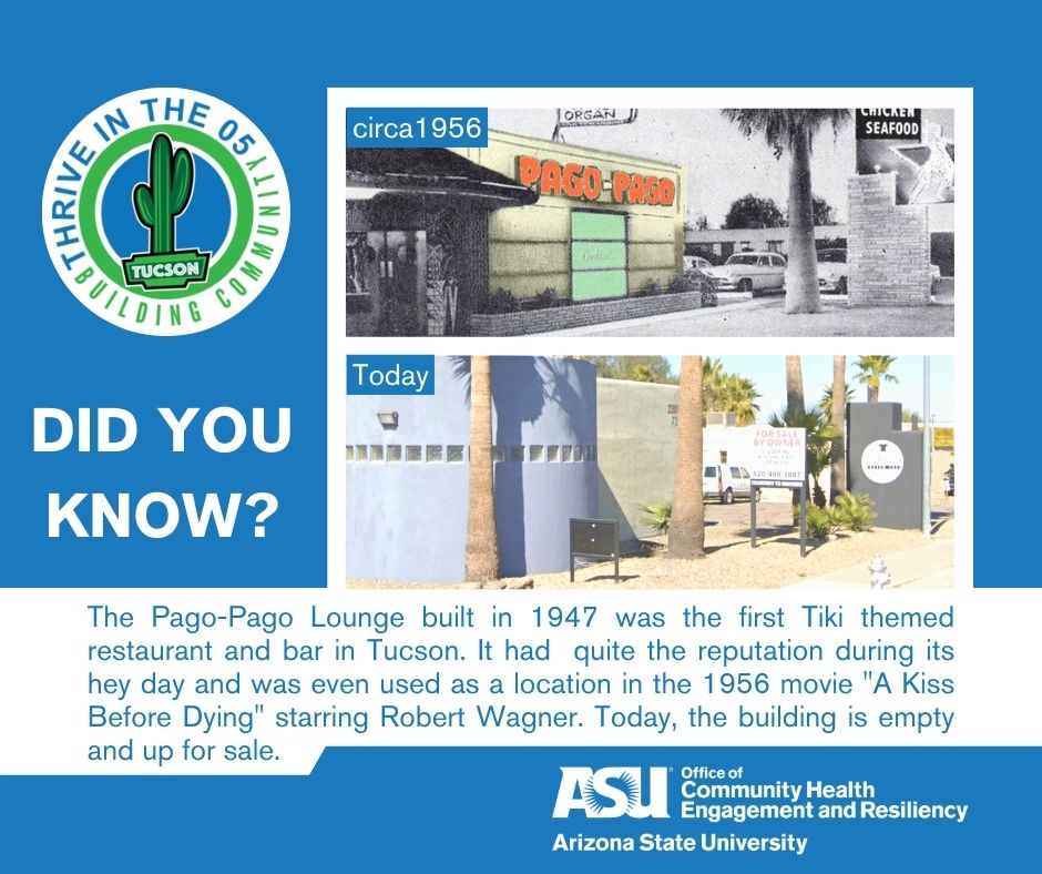 AsuOcher's tweet photo. The first Tiki-themed establishment in Tucson is currently hiding in the heart of the 85705 zip code. Currently, it sits vacant &amp; its vibrant history has been mostly forgotten. #thriveinthe05 #neighborhood #community #tucsonlocal #pima #Tucson #Arizona #tucsonaz #trivia #tuesday https://t.co/qQwxdUqy1d