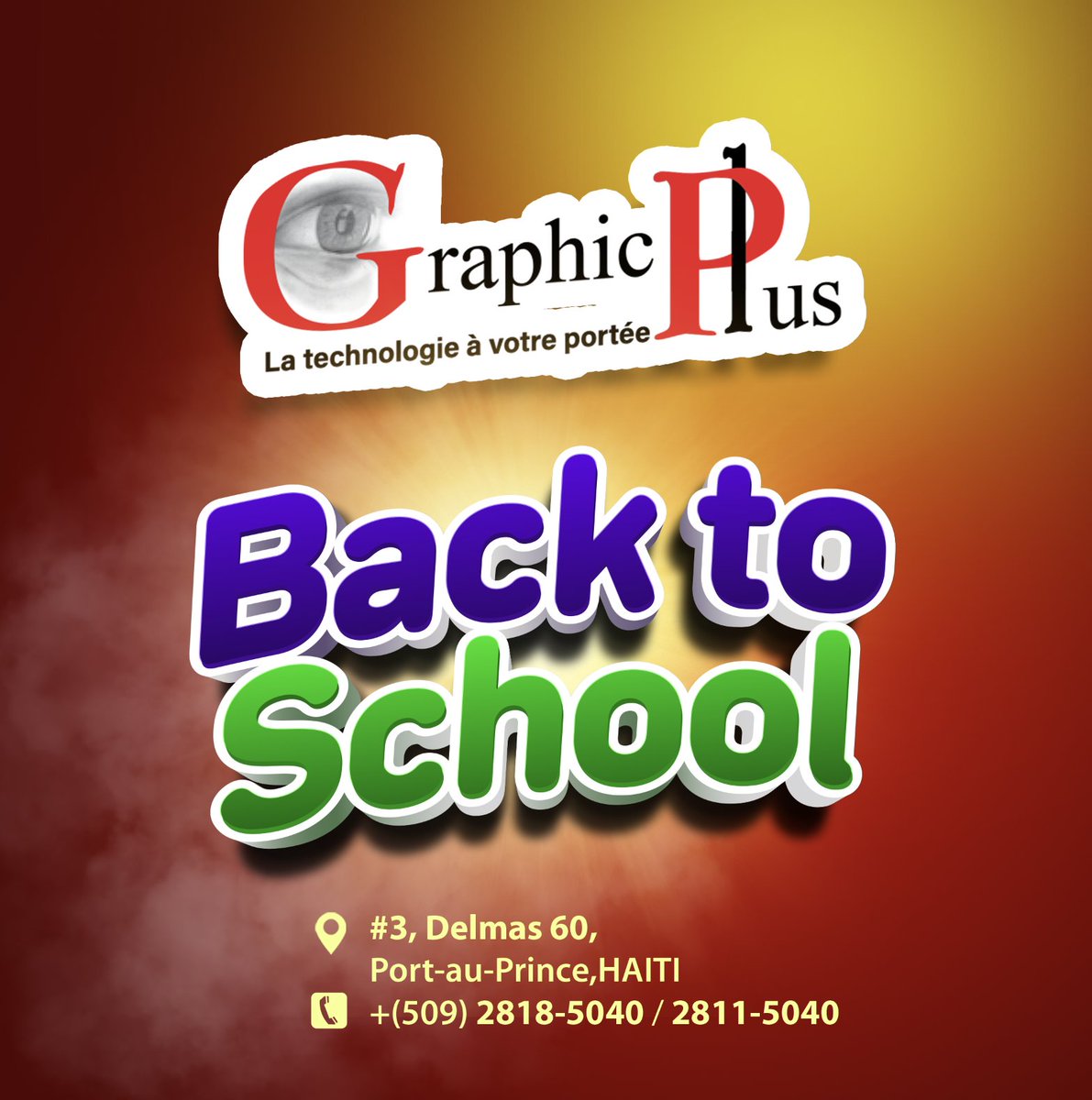 GraphicPlusHT's tweet photo. #Back to school🔥🔥
Contactez-nous: (+509) 28185040/ 28115040
.
.
#BacktoSchool #PoloShirt #CasquetteBrodée #Chemisebrodée #Graphicplus #GraphicPlusHaiti #PoloImprimé #SacaDos #Boitealunch #GraphicPlussengageToujoursàRespecterSesValeurs https://t.co/2hhCkMFPBo