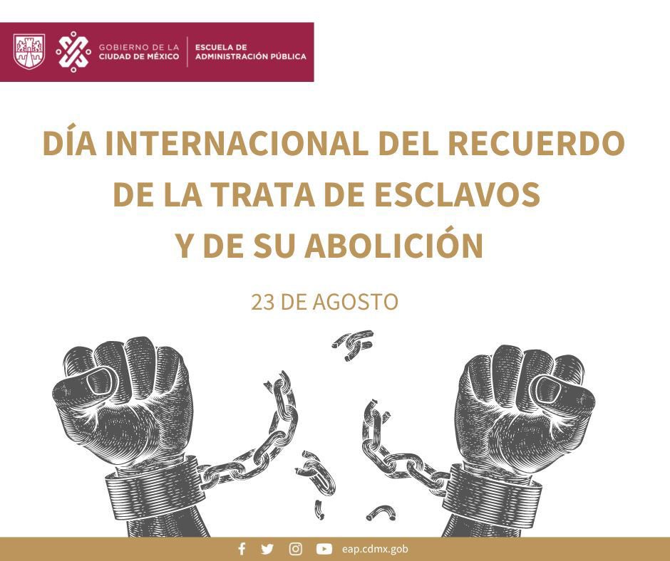 #DíaInternacionalContraLaEsclavitud se celebra cada 23 de agosto, conmemorando la noche del 22 al 23 agosto de 1791 en Saint-Domingue, hoy Haití, fecha en que comenzó la rebelión que conduciría a la abolición de la trata transatlántica de esclavos. 
1/2