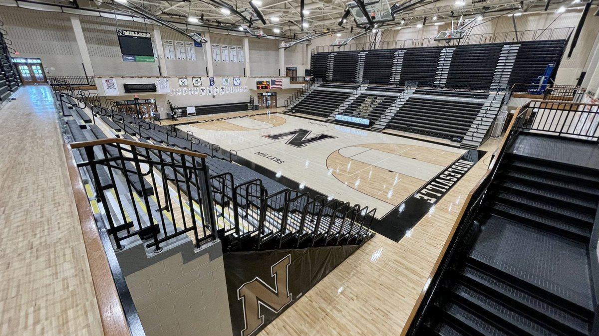 MillerNationAD's tweet photo. New look, same home. Still some work to be done, but The Mill reopens tonight for Miller Volleyball! @Millers_VB vs. Pendleton Heights. JV at 5:30 with Varsity to follow! #MillerPride https://t.co/sv3tqx8yH0