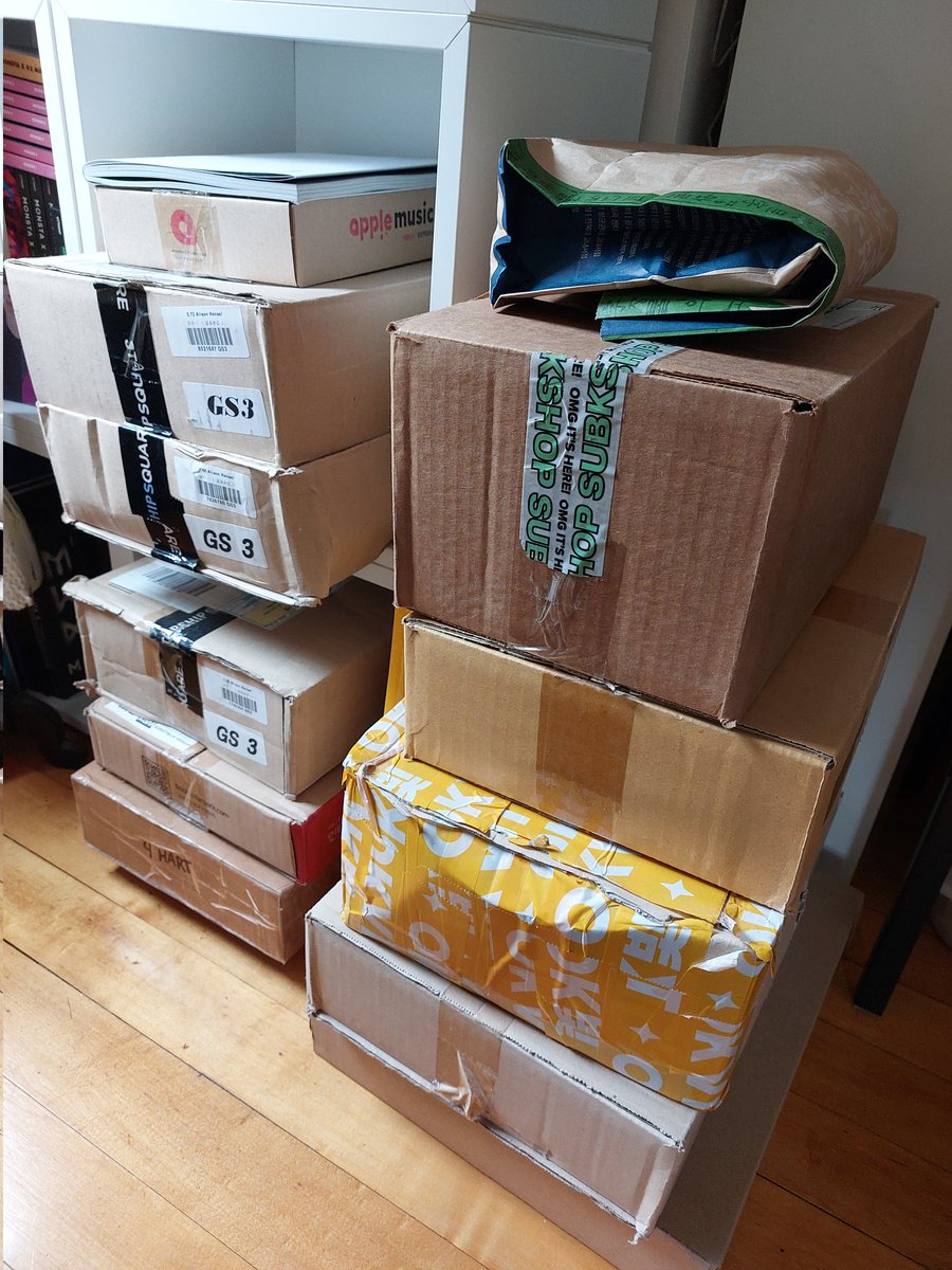 anselimnida's tweet photo. How did this happen?! I got so busy in the last year, that I never unpacked all of these albums and fan merch. Today is the day! Can't wait to see what I've been missing! https://t.co/zWvaYicluc