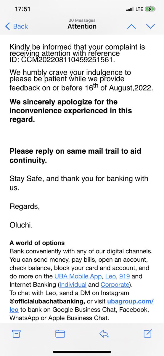 CindyPayge's tweet photo. @UBACares @UBAGroup What manner of incompetence is this!    Kindly reverse my funds with immediate effect.
Reversal since 11th of August, today is 23rd, and you are telling me 26th. #AfricasGlobalBank #UBA #Resolution https://t.co/pNU6sIWKNo