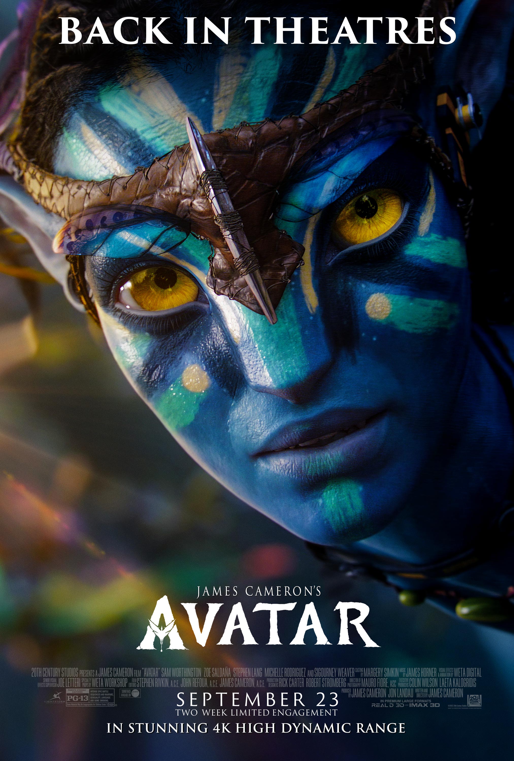 Avatar poster - back in theatres September 23.