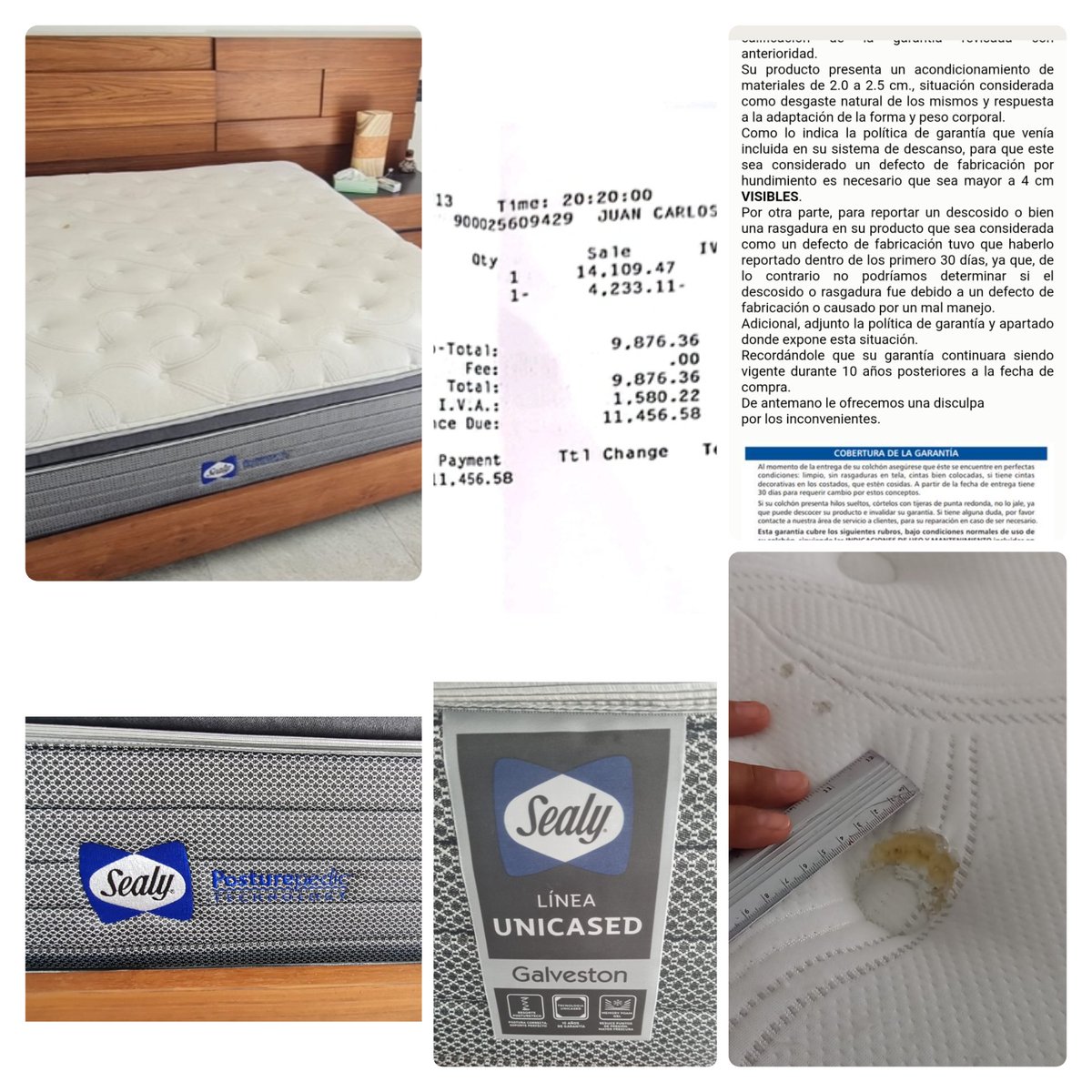 KarlaGu32915042's tweet photo. @Sealy ¿Qué onda con sus garantías? Un colchón King Sizes   1 año y 1/2 de compra  en @Costco duerme 1 persona con todos los cuidados debidos, su respuesta  "no por no ser "tan grande" el desperfecto?? 
@Profeco ¿Qué onda con esto? #nadiedicenada #RT #nocomprenSealy https://t.co/ngpHeeyWKe