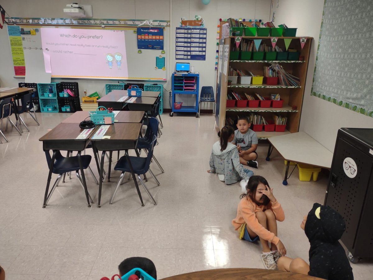 Combining a small brain break with turn and talk practice. They have an either or prompt and talk with a partner about why they made that choice. #LoveMyLISD #NavProud