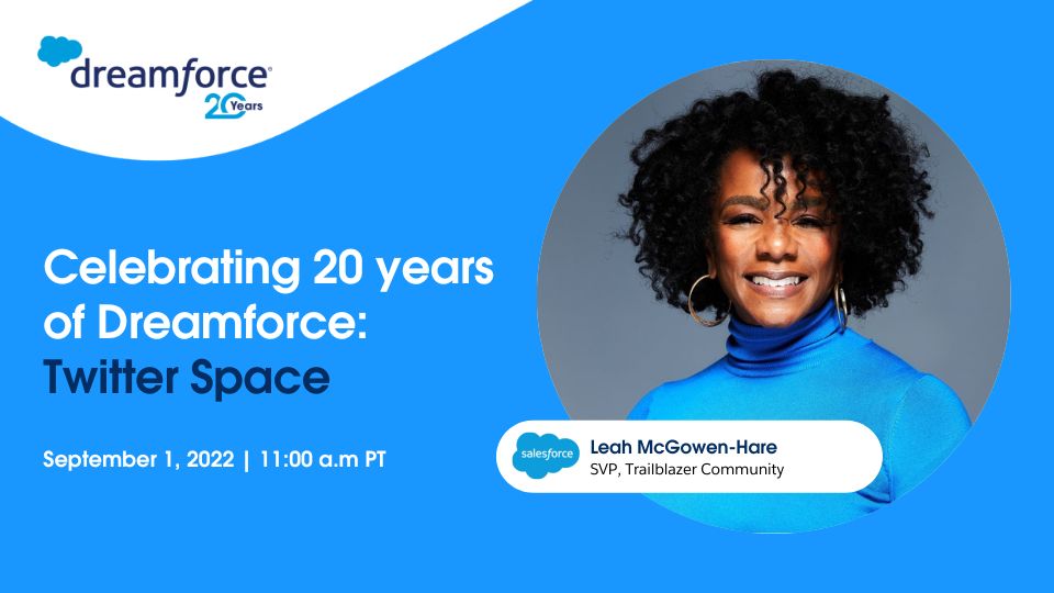 trailhead's tweet photo. 👟Take a stroll down memory lane with @LeahBMH before #DF22.  

Join us as we celebrate 20 years of Dreamforce with Trailblazers who are sharing magical moments we’ll never forget.  

🗓 Mark your calendar. Sept 1 at 11 a.m. PT ➡️ https://t.co/EeCMlAkW6B https://t.co/wLZZ7t0TWG
