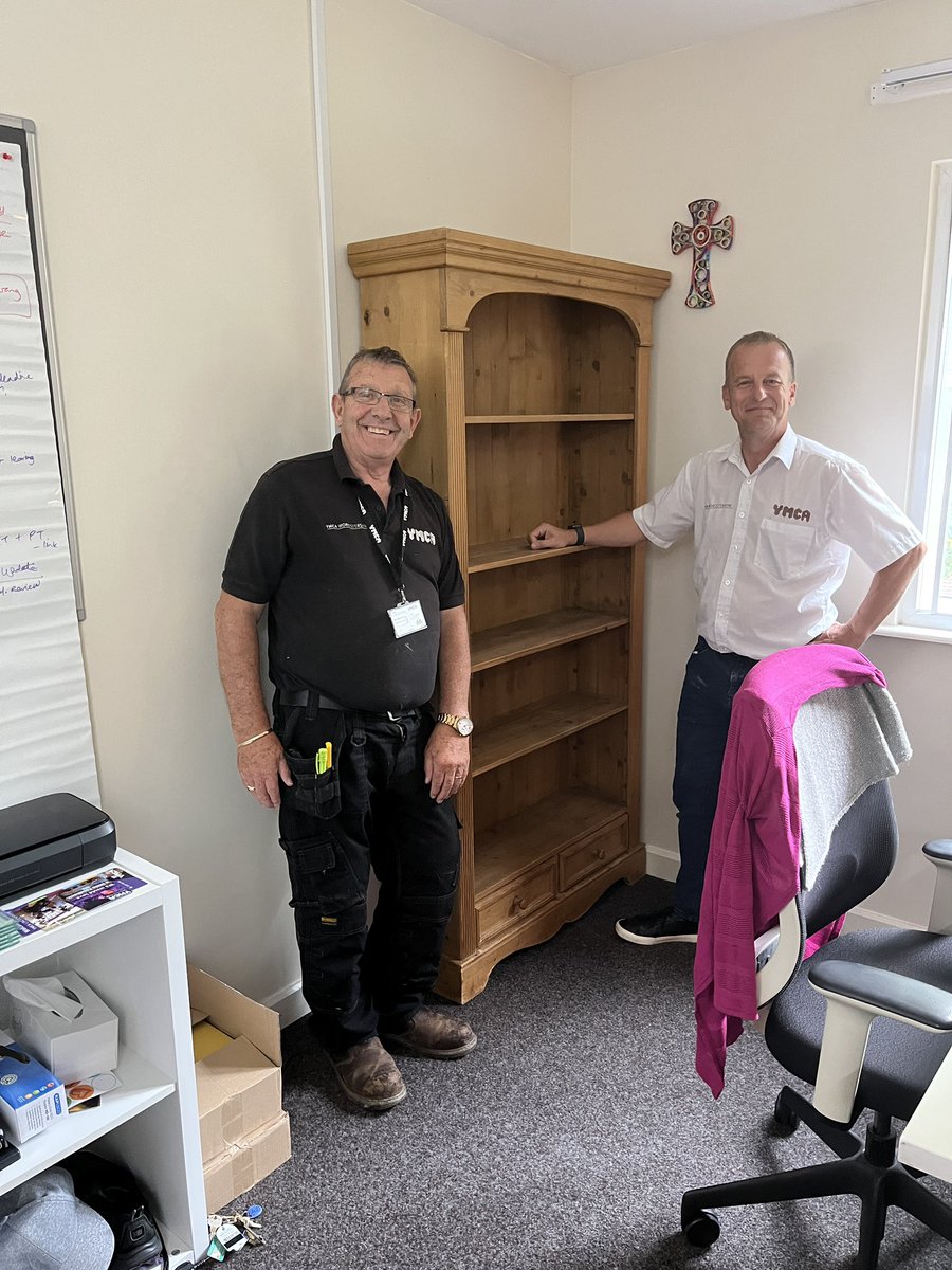 Heading off to collect bookcase for my new bijou office secured via Facebook marketplace in Redditch. And the lovely Roy and Dave modelling it in situ! Great job, both 🙏. A good deal for £30 👍, eh? <a href="/YMCAWorcs/">YMCA Worcestershire</a> <a href="/nuttyknatty/">Worst Wingman Ever</a> @LisaCarrollYMCA