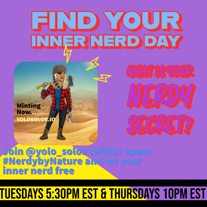 CardanoWomen's tweet photo. What better way to find your inner nerd then by joining a Twitter space called #NerdybyNature hosted by @yolo_solos at 5:30pm EST.
Share your nerdy secret with us in the comments below π
#findyourinnernerdday #nerdculture #innergeek #nerdday https://t.co/jJCfc9VOIn