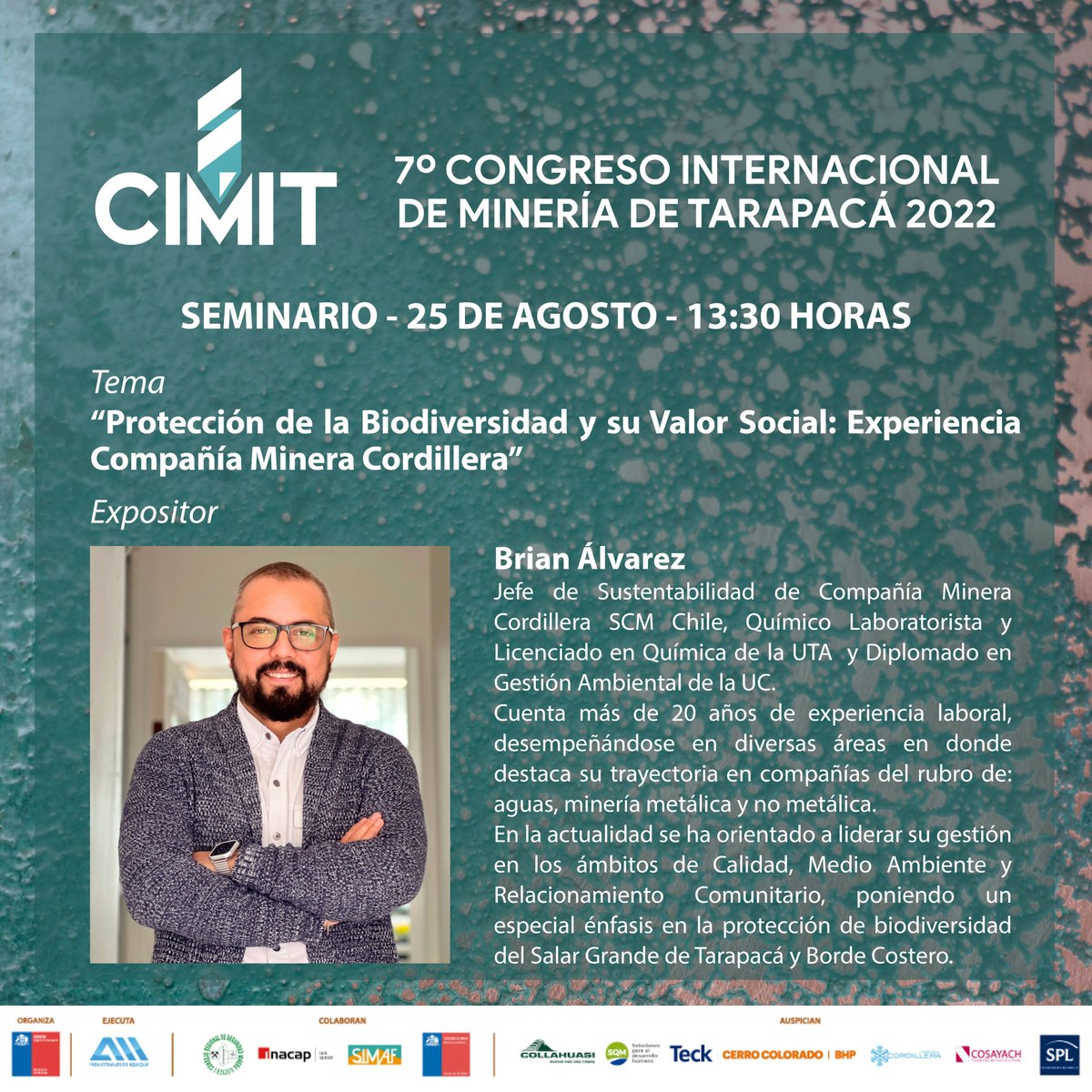 aiigremio's tweet photo. #CIMIT2022
7° versión del Congreso Internacional de Minería de #Tarapacá.
📌 "Minería: Desarrollo y Futuro Regional"

📅 25 y 26 de agosto
📍  Hotel Gavina Costa Mar - Salón Gaviota
📌https://t.co/mS2B5Uh1cx
#YoContratoLocal 

#SQM #CMCordillera #BHP #Sernageomin https://t.co/x8Cbg5VPLz