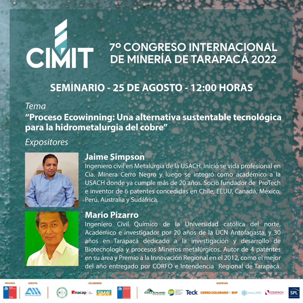 aiigremio's tweet photo. #CIMIT2022
7° versión del Congreso Internacional de Minería de #Tarapacá.
📌 "Minería: Desarrollo y Futuro Regional"

📅 25 y 26 de agosto
📍  Hotel Gavina Costa Mar - Salón Gaviota
📌https://t.co/mS2B5Uh1cx
#YoContratoLocal 

#SQM #CMCordillera #BHP #Sernageomin https://t.co/x8Cbg5VPLz