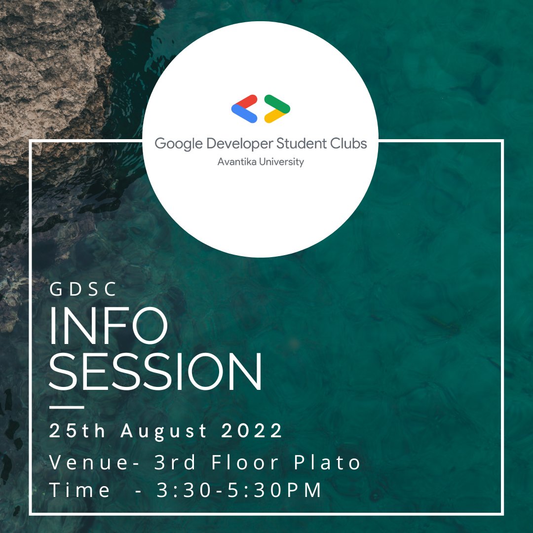 gdscau's tweet photo. The new chapter for GDSC Avantika University starts this Thursday. 🎟️
Join us to learn about GDSC, what we do, what benefits you will receive, and other exciting information
So RSVP via the link in our bio and take the first step towards accelerating your tech journey with us. 🔖 https://t.co/4VNhdEHwBp