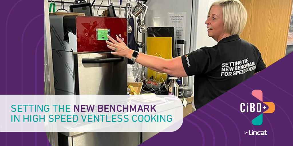 LincatLtd's tweet photo. Hannah rocking her CiBO+ polo shirt at a demo for the Northwest branch of the Hospital Caterers Association (HCA)!

#HospitalCaterersAssociation #CiBO+ #HighSpeedCooking https://t.co/zUZoEd11QA