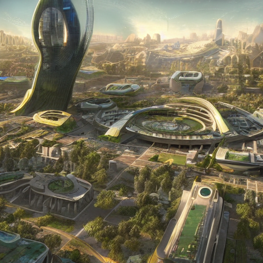 hotfigs's tweet photo. Just got #stablediffusion running locally, and it's awesome! To kick things off, I've interpolated between a utopian future and a dystopian future. First image is 75% utopian, second is 25% utopian 🤖 https://t.co/xWOoEWM7fR
