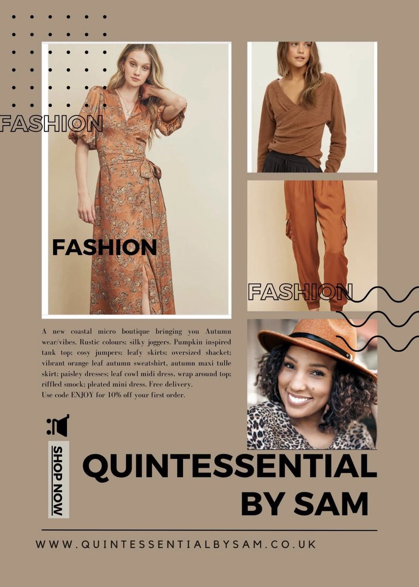 Use code ENJOY for 10% off my new Autumn collection. 
Lots of summers savings as well! 

quintessentialbysam.co.uk 

#summerdresssale #Autumnwear