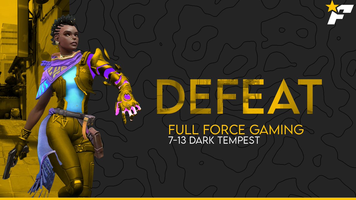 FullFGaming's tweet photo. We take an unfortunate loss to Dark Tempest. GGs and best of luck to them in the rest of the tournament! https://t.co/qyvcz1LG8C