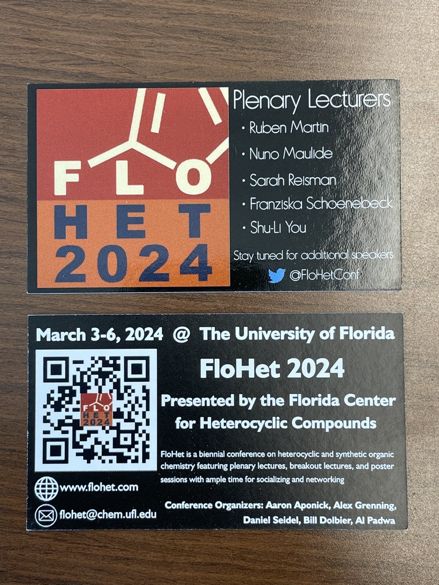 If you are checking out the #DOC_YAI as part of the @ACSorganic seminars @ #ACSFall2022, make sure to pick up a #FloHet2024 card, which are on the table/chairs in that room! FloHet is an affordable conference & we aim for an exceptional scientific program! #JoinUsIn2024!