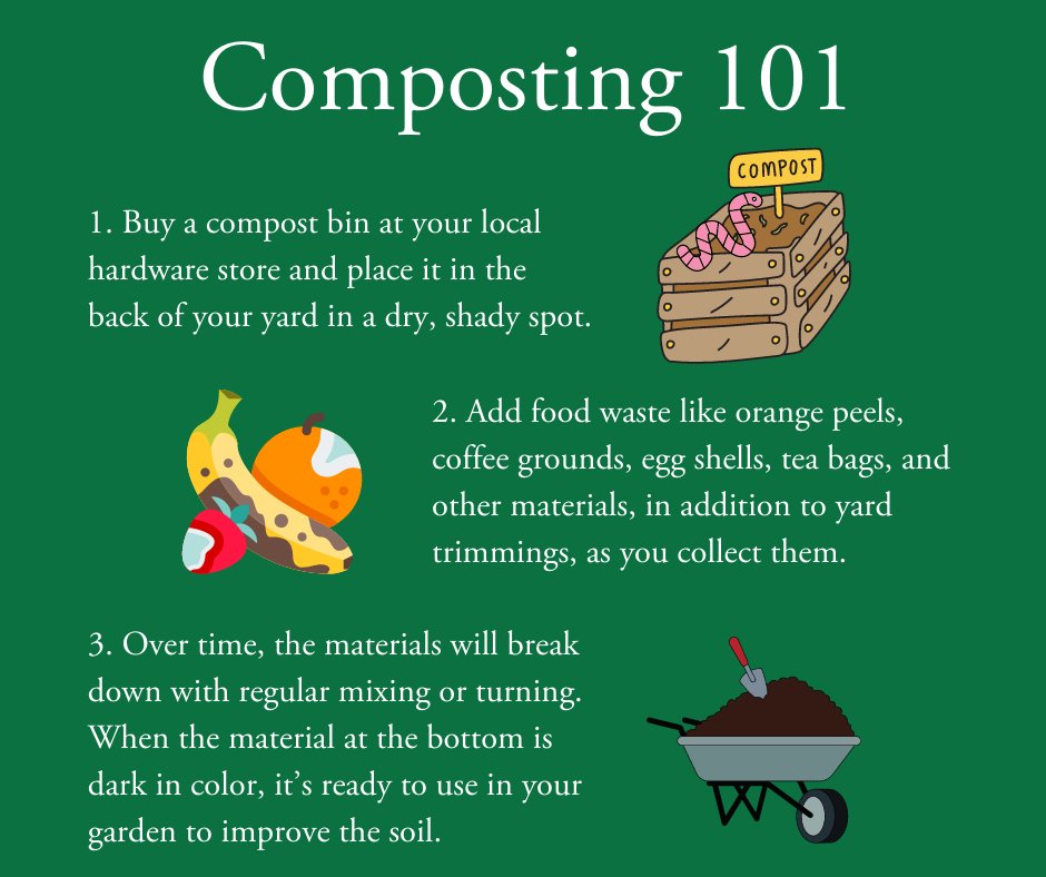 DaveyTree's tweet photo. Stewardship #TipTuesday: #Composting wasted food reduces the amount of food waste that can end up in landfills &amp; contribute to harmful #greenhousegases like methane. Not sure how to start composting? Here's a 3-step guide to help you get started on your #compost journey! https://t.co/HIFUTqErN2
