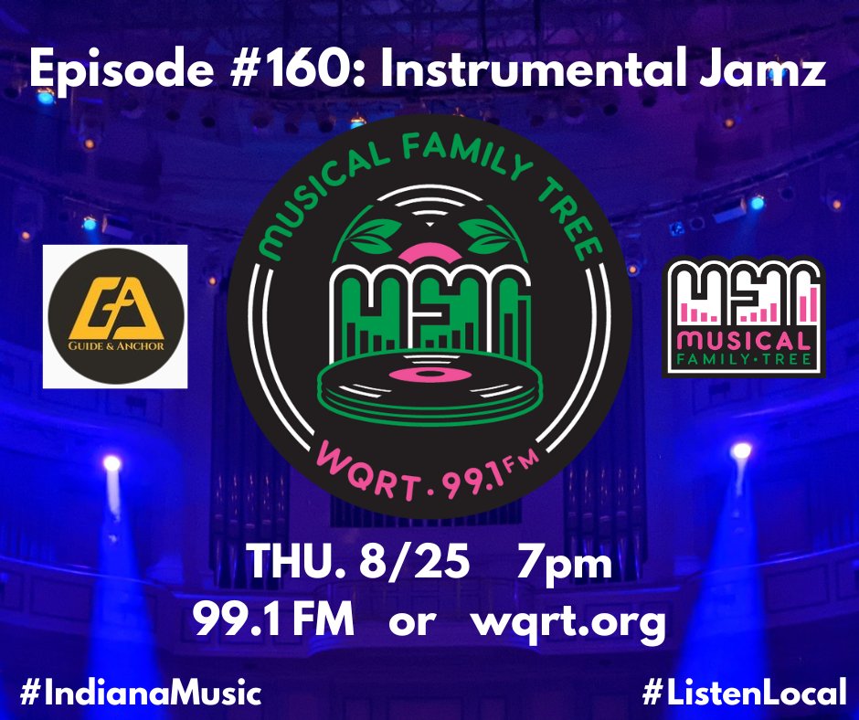 MFTonWQRT's tweet photo. THU/7pm @MFTonWQRT Episode #160: Instrumental Jamz. Hear (mostly) new trax from #AirportPeople, #CharlieBallantine, #RobFunkhouser, @MarkTester8, #EvilWaves & #NeilCarmichael! Repeats SAT/11am via @WQRTFM or stream via @mixcloud 12pm/SAT. #ListenLocal #IndianaMusic @musicalfam https://t.co/1zLZvI6e07