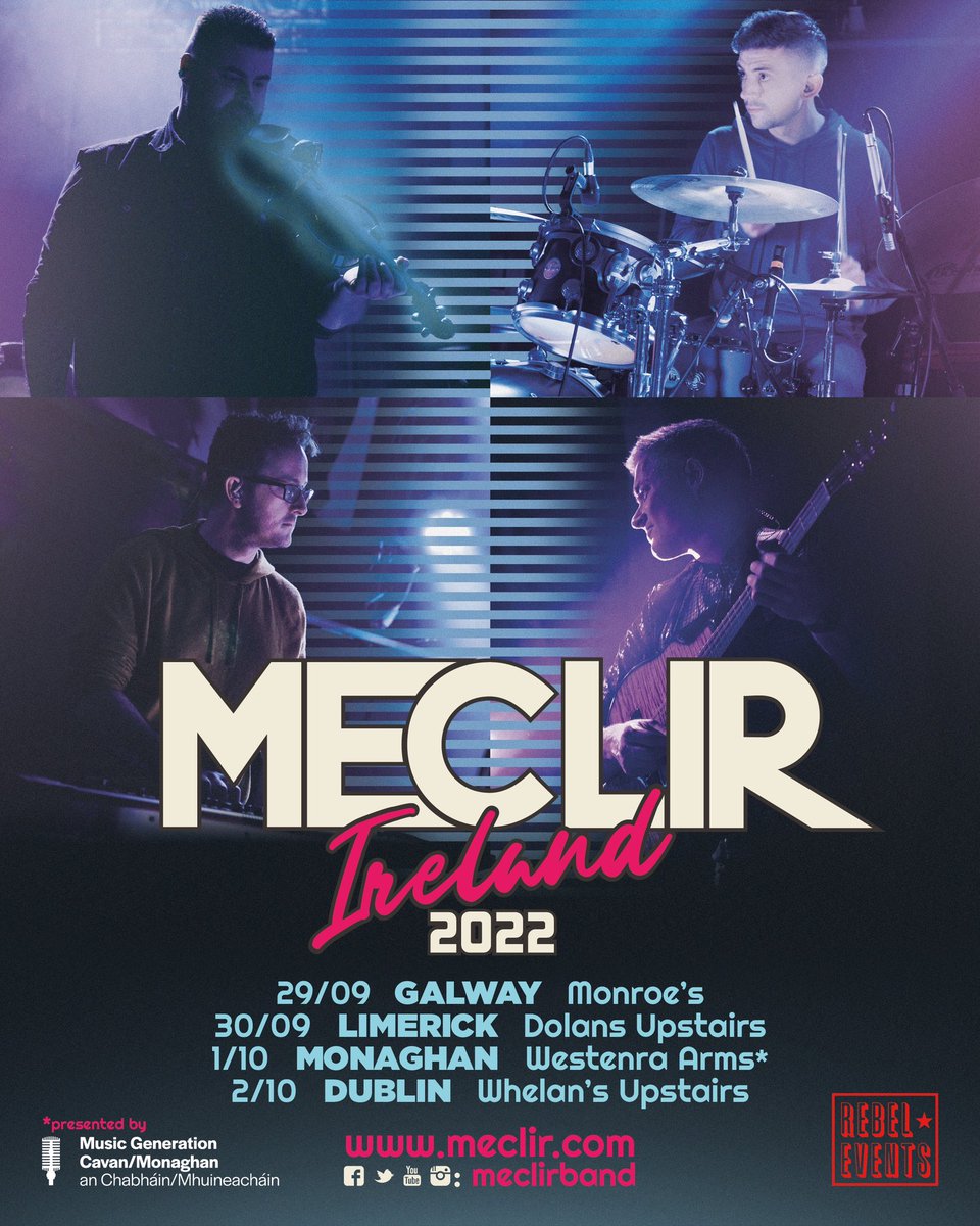 🇮🇪 IRELAND! 🇮🇪
We’re heading your way VERY SOON! 
@MonroesLive @mydolans @mus_gen @whelanslive 
meclir.com/gigs

#irishtour #galway #limerick #monaghan #dublin #meclir #livewire #tradmusic #celticmusic #irishmusic #manxmusic #scottishmusic #hup #abratradabra