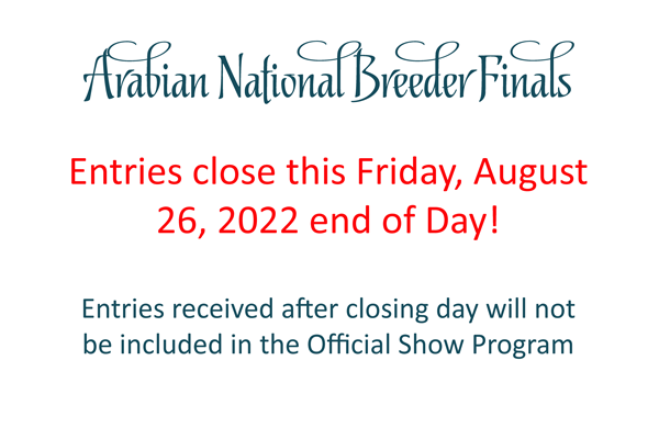 ANBF - Entries close this Friday. 

For the entry form and current schedule please visit: scottsdaleshow.com/schedules/anbf…