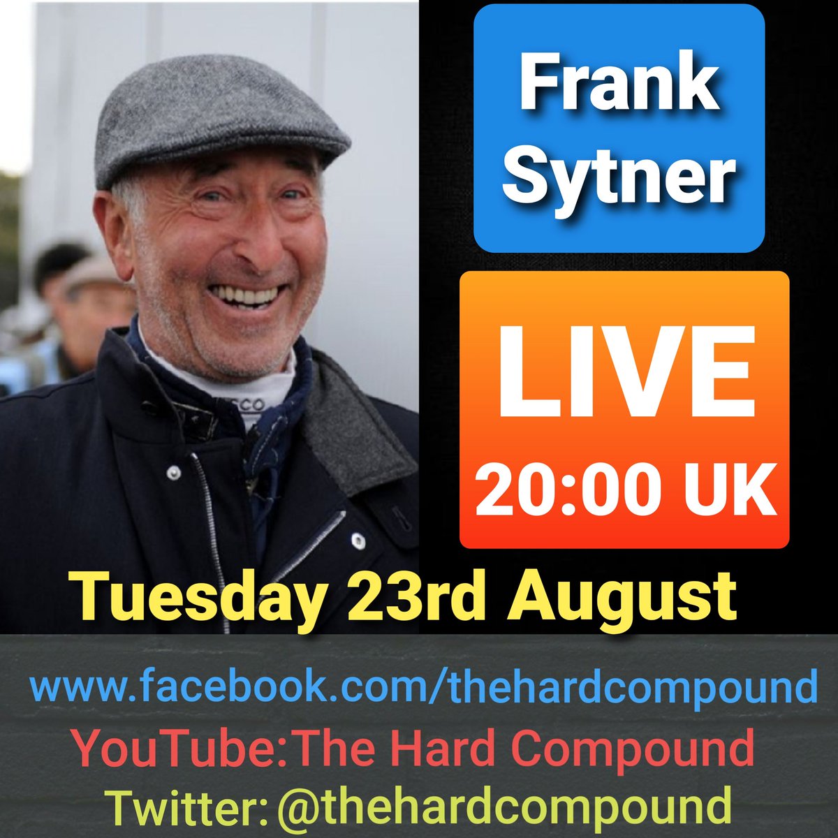 TheHardCompound's tweet photo. Less than ONE HOUR to go!
Until we're LIVE with @BTCC legend & founder of the @Sytner Group, "Fearless" Frank Sytner.
This is going to be fantastic!
Come and join us on our @YouTube, @facebook & Twitter channels at 8pm UK
#BTCC #legend #BMW #mini #sytner #Live #chat https://t.co/FfWL4rStN7