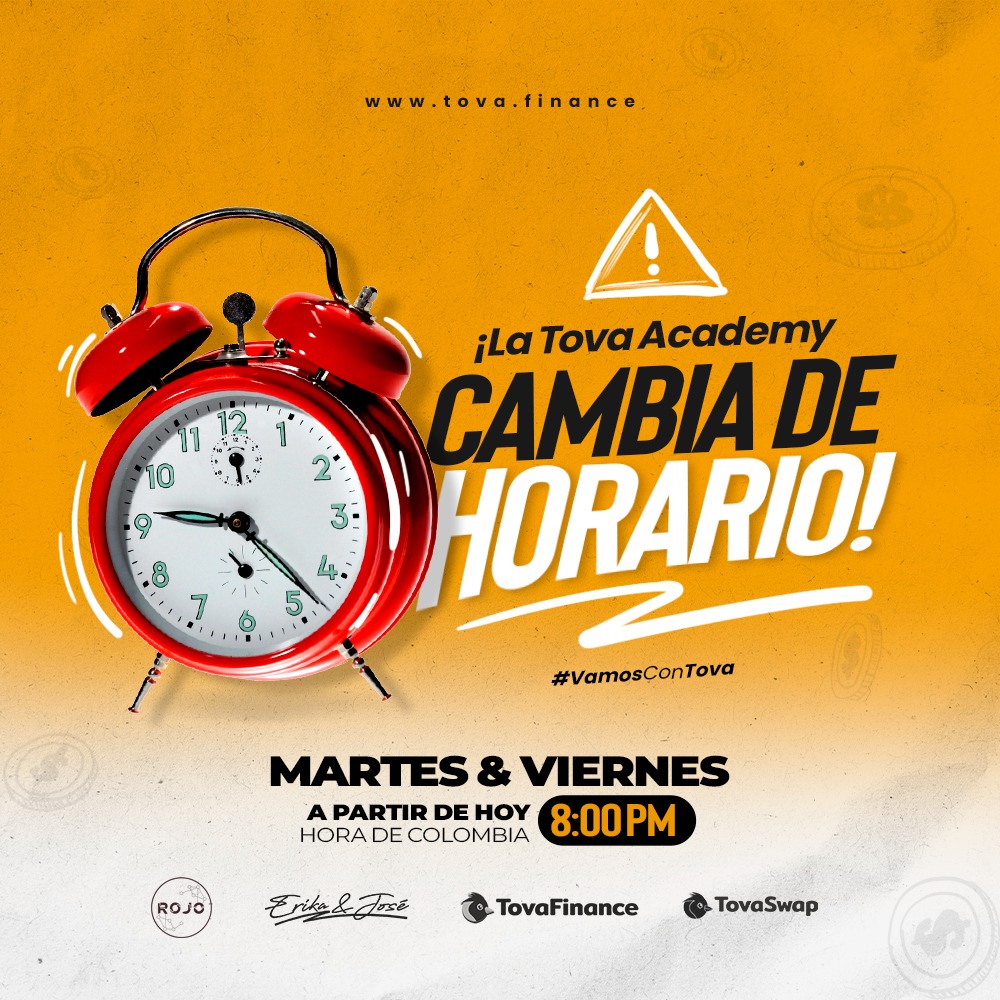 TOVAFinance's tweet photo. ¡La #TovaAcademy cambia de horario, pero sigue siendo esa poderosa herramienta que tienes a tu alcance para convertirte en un experto en inversión en el mundo cripto! 

La cita es hoy a partir de las 8:00 p.m. 🇨🇴 ¿Tienes dudas? ¡Déjanos un comentario! ⭐️⭐️⭐️⭐️⭐️ https://t.co/04J7HzyWAt