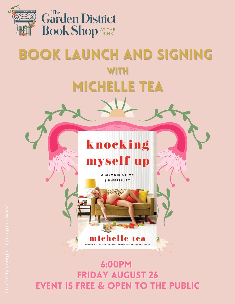 Come and listen to the inimitable 
<a href="/TeaMichelle/">Michelle Tea</a> talk about her amazing new memoir KNOCKING MYSELF UP: A MEMOIR OF (IN)FERTILITY!!! She will be in conversation with film and culture aficionado, Fallon Young!
This Friday (Aug 26) @ 6:00 PM
FREE AND OPEN TO THE PUBLIC