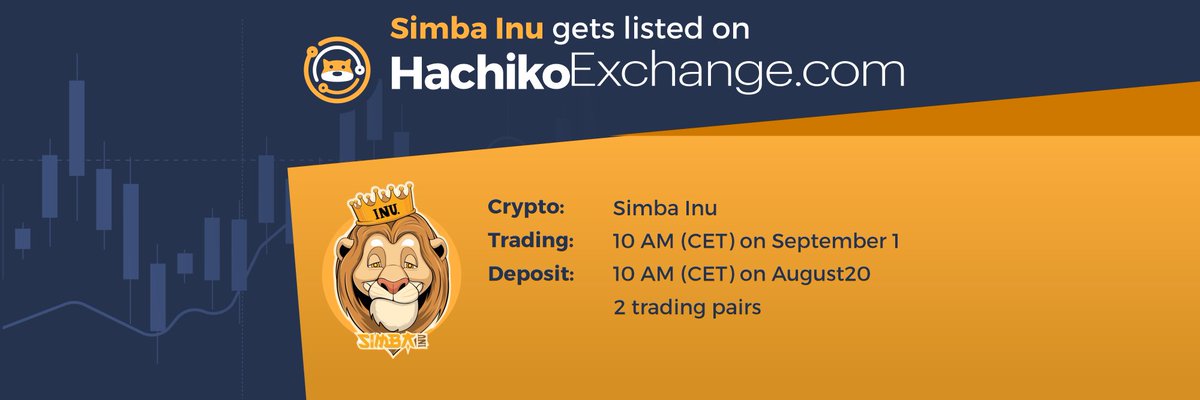 HachikoInu1's tweet photo. The great king SIMBA INU https://t.co/d378PDxE4G  CHOSE TO LIST With US AT https://t.co/qUMtl8Hd3W Launching on 9/1/2022! ✅ ACCEPTING DEPOSITS OF SIMBA INU HURRY OVER AND DEPOSIT AND GET READY TO TAKE OFF 🚀 https://t.co/ZZyYyUkY6s