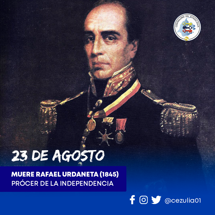CEZulia01's tweet photo. #TalDíaComoHoy fallece en París (1845) Rafael Urdaneta, militar y político zuliano, considerado como uno de los próceres de la independencia de Venezuela. 

#CGR #SNCF #CEZULIA #Efeméride #Contraloría https://t.co/LArSMhhEbz