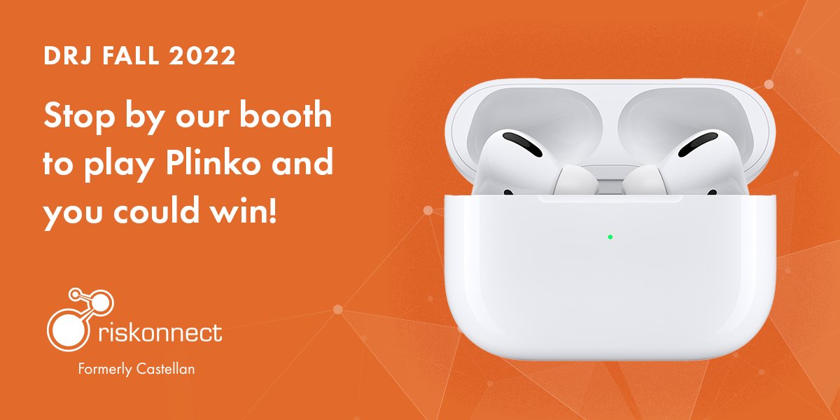castellan_'s tweet image. You could win a pair of Airpods Pro when you stop by the Riskonnect booth at #DRJFall and play PLINKO! Use our code 'SPONSOR10' for 10% off your registration: drj.cventevents.com/event/799a2409…