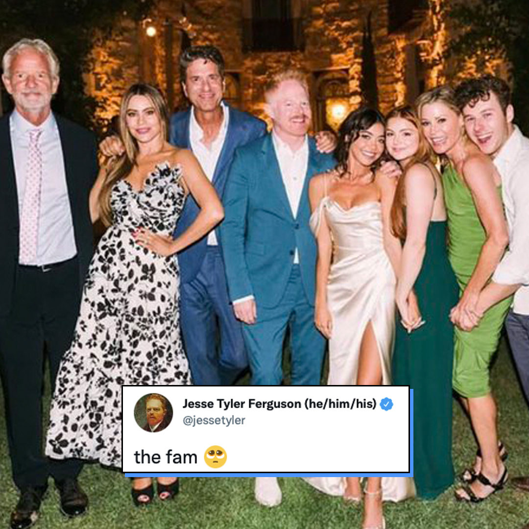 enews's tweet photo. This is family, on and off-screen. ♥️ BRB still crying over this mini #ModernFamily reunion at Sarah Hyland's wedding. (📷: Twitter) https://t.co/6bS4H9mrZO