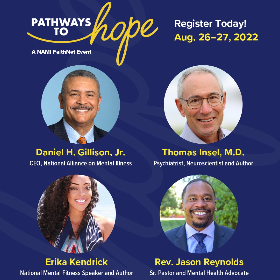 Don't forget to join us Aug. 26-27 for our "Pathways to Hope" conference. Learn how to activate and engage communities at the grassroots level to provide support for individuals impacted by mental health concerns. Register: bit.ly/3p4gR6L