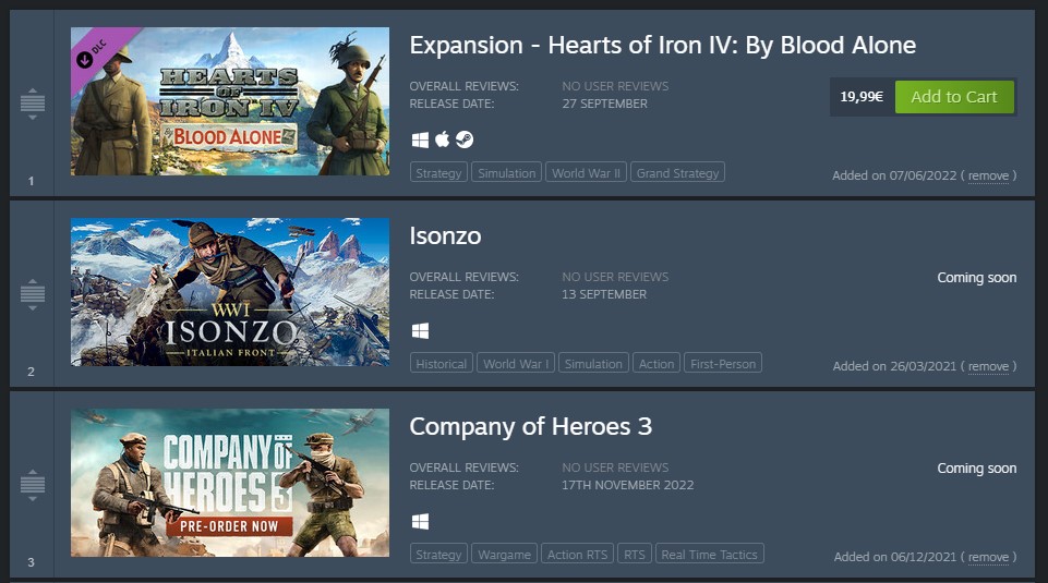 CoOmmunity's tweet photo. Questo autunno si gioca ITALIANO:
13/9: terzo FPS di @WW1GameSeries ambientato sul fronte italiano
27/9: espansione del grand strategy Paradox HOI4 @HOI_Game con focus tree italiano
17/11: @CompanyOfHeroes 3 con Italia e Nord Africa https://t.co/dAW9oavVXd