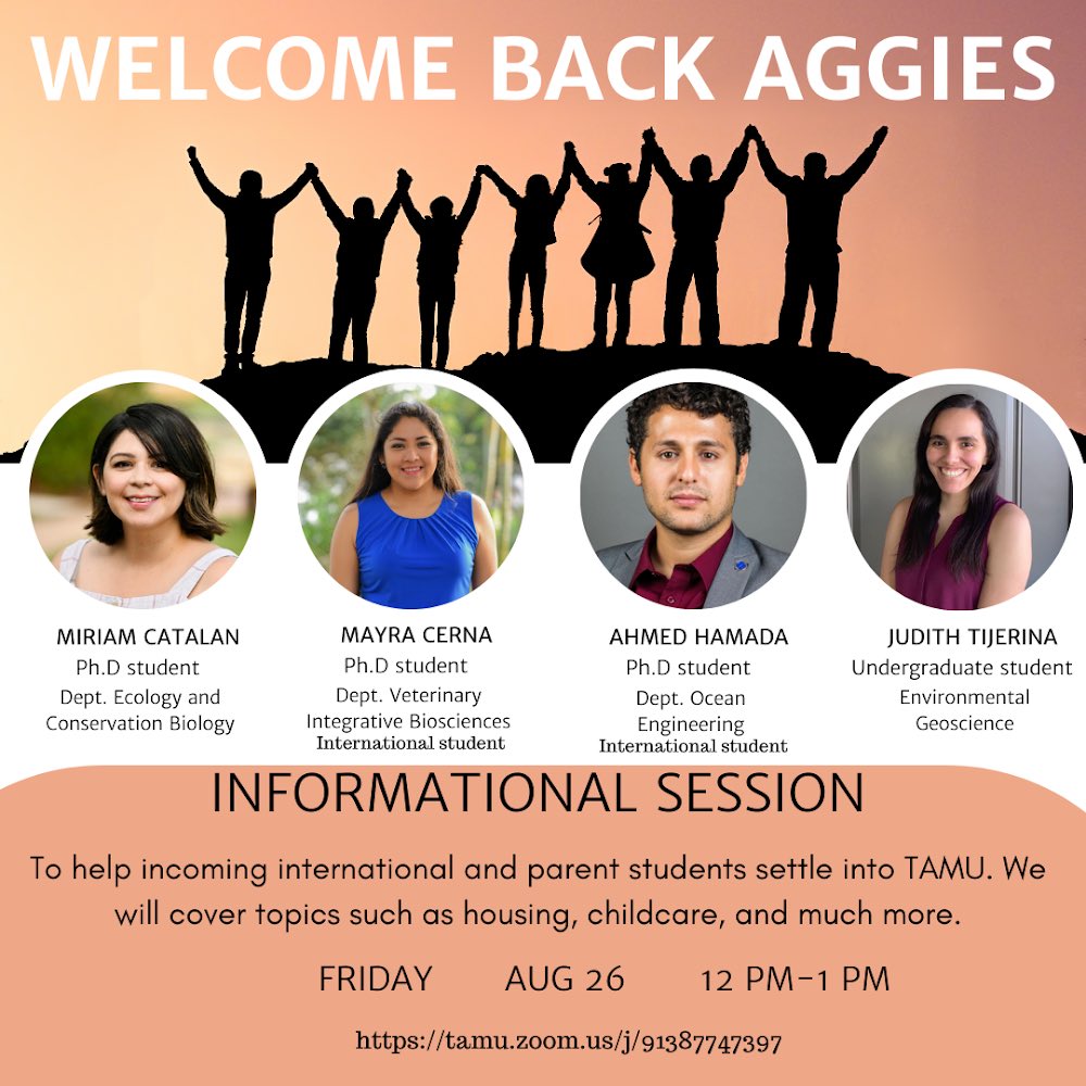 tamuappso's tweet photo. Updated panelists for our informational this Friday!
#ecology #conservationbiology #veterinaryintegrativebiosciences #oceanengineering #environmentalgeoscience
#internationalstudents #parentingstudents #pregnantstudents #tamu https://t.co/y0rEIO6TGa