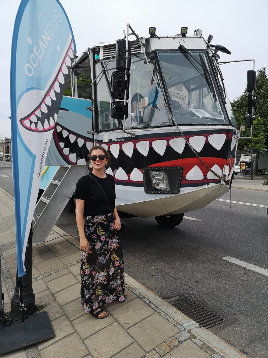 byAnnaSienna's tweet photo. Me and a shark-bus-boat from a few days ago. So much fun, a bus that just drives down in the water and magically turns into a boat ☺️ #oceanbus https://t.co/8gaM0nrOQf