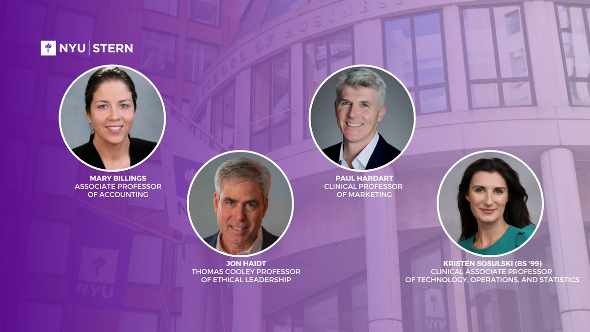 #NYUStern Professors Mary Billings, <a href="/JonHaidt/">Jonathan Haidt</a>, Paul Hardart, and <a href="/sosulski/">Kristen Sosulski</a> (BS ‘99) will lead the Insights to Innovation session this afternoon!
