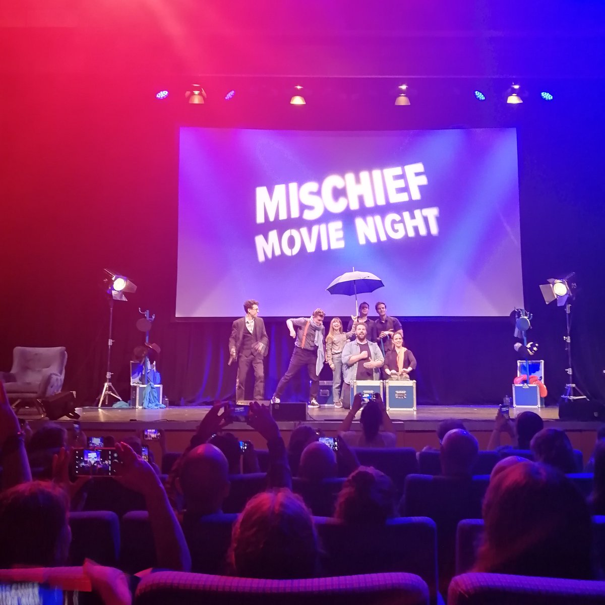 MegSharland's tweet photo. This was amazing! I'm so glad I got to see this live, it was hilarious and honestly I'm so besotted I can barely sit! #mischiefmovienight https://t.co/m1T3lsepDd