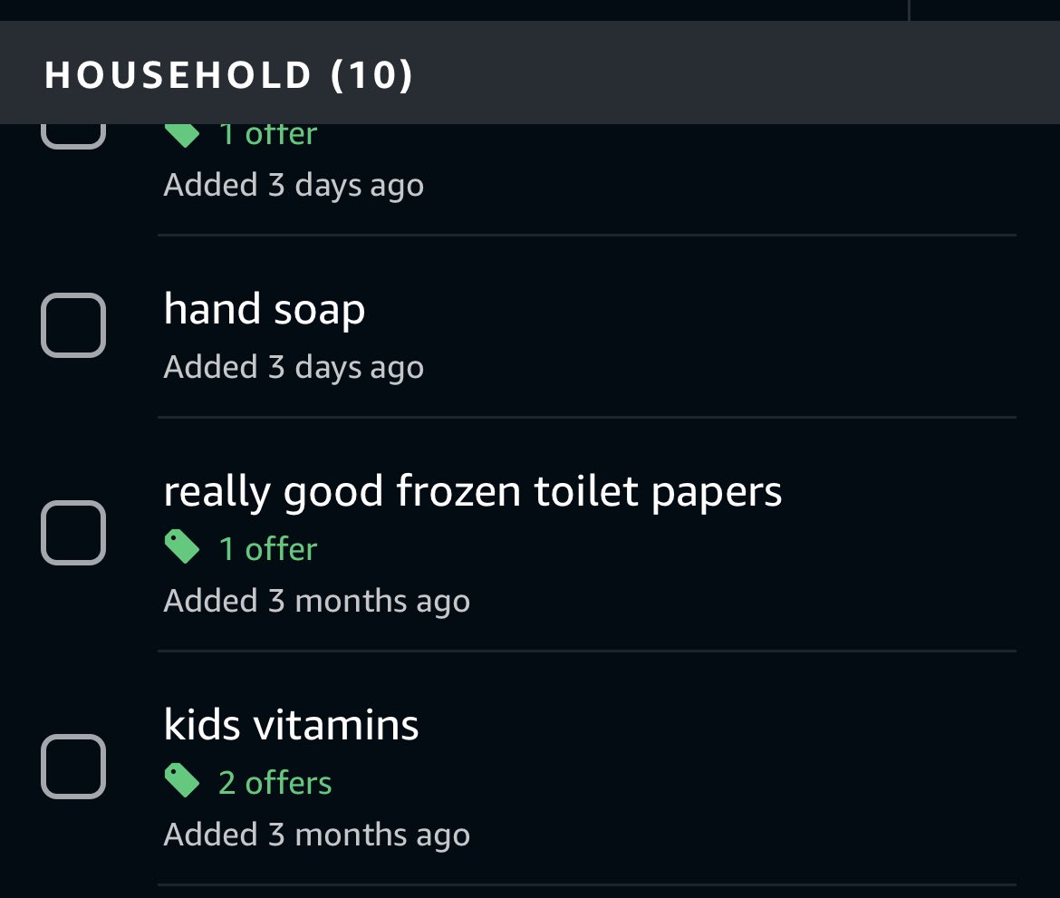 sfsholes's tweet photo. No idea what I was trying to remember to buy 3 months ago, but what’s more concerning is that there’s an offer for this poorly transcribed item 😬 https://t.co/TgYXOJHiL4