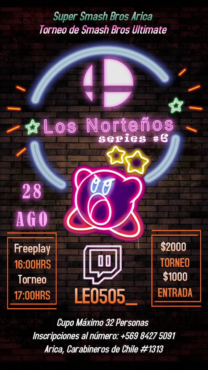 LNtegui's tweet photo. 🎮Nuevo torneo smash ultimate 🎮
La versión LosNorteños #6 
Para este domingo 28 de agosto gente de #Arica y sus ciudades vecinas. Pasen a compartir y disfrutar de la comu ariqueña.

@Mr_kushufly @ChileanDK @SyCBeno @Leo505_ @0nset11 @Malty_SSBU @Kevincayogomez1 @Todoroki_SSBU https://t.co/ILX4u7VYjy