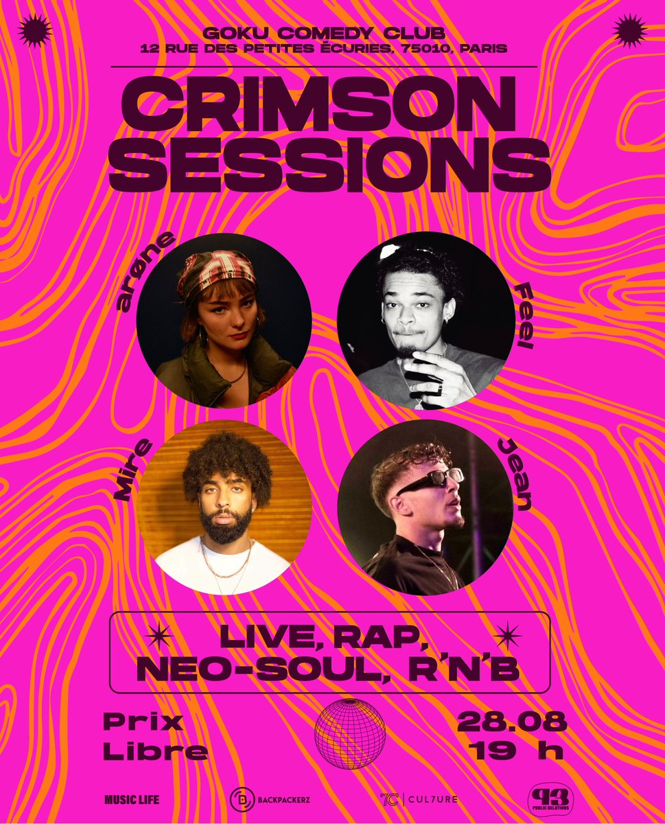 On prolonge l’été avec la 10ème édition des Crimson Sessions ce dimanche 28 août🌞

Line up super sexy, vous pourrez profiter de performances de Bupropion, Nyando, Kokeïnejtd, Lukazam, arøne, Feel, Jean et Mire 🌸

Entrée prix libre, rdv au 12 rue des petites écuries à 19h !
