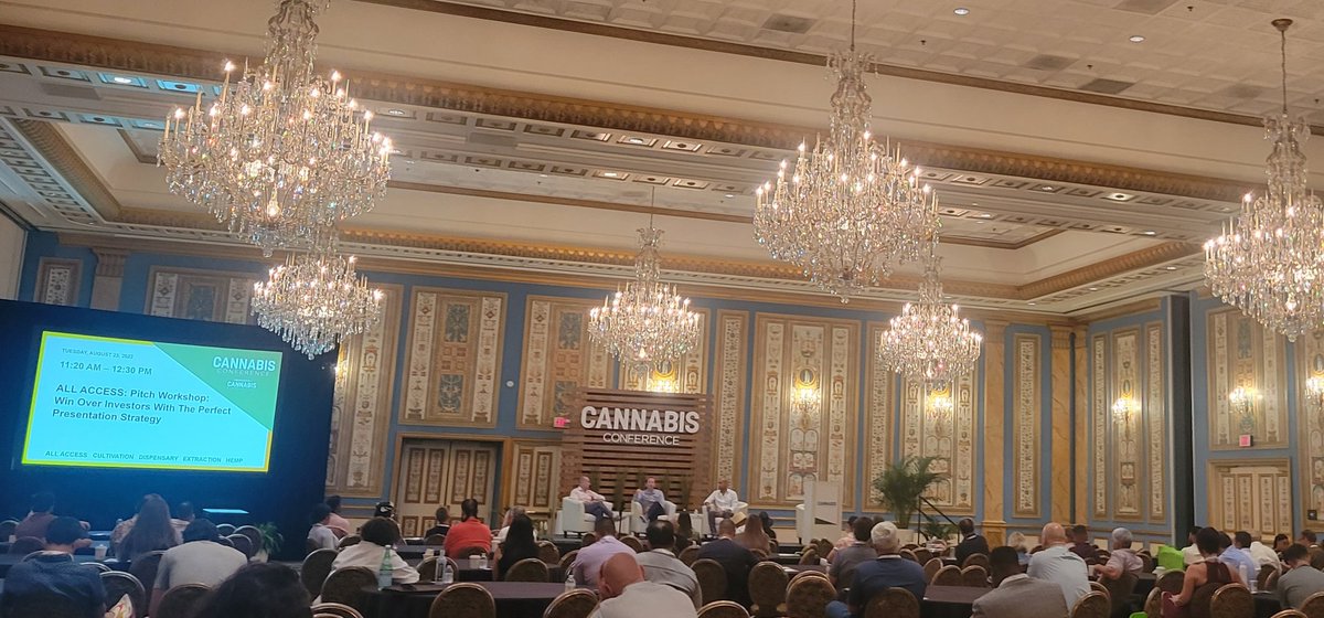 NoelleSki's tweet image. Listening to Levon Terry at #CapfluentConsulting, Colin Kelley @MeridaCap + Patrick Rea @PoseidonInvest speak at @cbtmag 's #CannabisConference on creating a winning pitch deck + presentation, so important w/competitive capital landscape!
