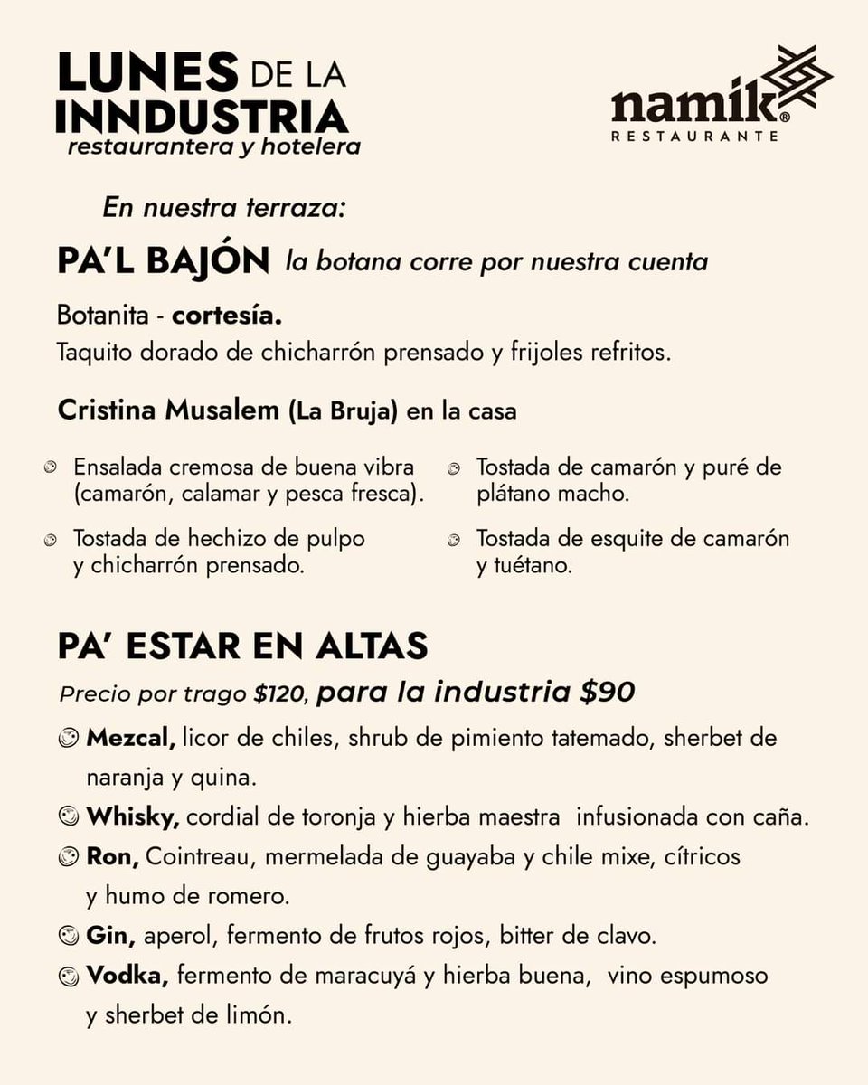 NataliLagunes's tweet photo. Bandaaaaaa, la bruja va a colaborar con Namik el lunes 29 de este mes, ojalá nos puedan acompañar, el menú está mortal, les va a encantar 🔥🤘🏼 https://t.co/7UV9D9JYiw