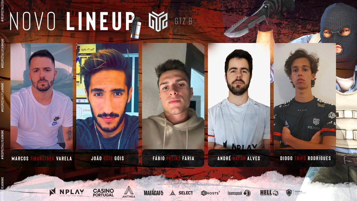 🗞️ Temos o prazer de anunciar o nosso novo Line Up para a equipa B de @CSGO ! 🤩
Sejam muito bem-vindos 👋

🔫 @tiburcio2kcs
🔫 <a href="/pelikzff/">peliKz</a>
🔫 <a href="/joaogois21/">João Góis</a>
🔫 <a href="/bayon_cs/">bayon</a>
🔫 <a href="/tripscs_/">Diogo Rodrigues</a>

#GTZEsports #RespectAllFearNone