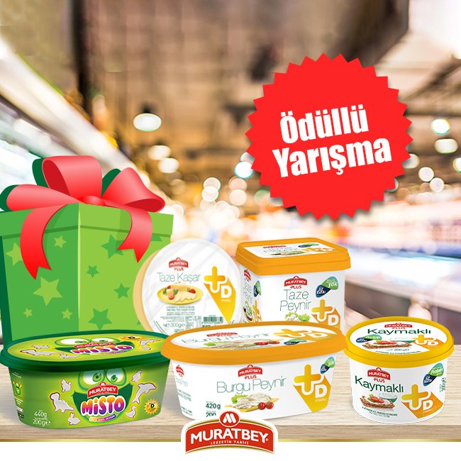 🎁 Ödüllü Yarışma 🎁
D vitamini ile zenginleştirilmiş peynirlerimizle bağışıklığınızı güçlendirmeye hazır mısınız?
☀️ <a href="/MuratbeyPeynir/">Muratbey Peynir</a> ‘i takip edin,
☀️ #MuratbeyPeynir yazıp RT yapın,
☀️ Bu iletiyi ve son 5 gönderiyi beğenin, 
Muratbey’den hediye kazanma şansı yakalayın!
#çekiliş