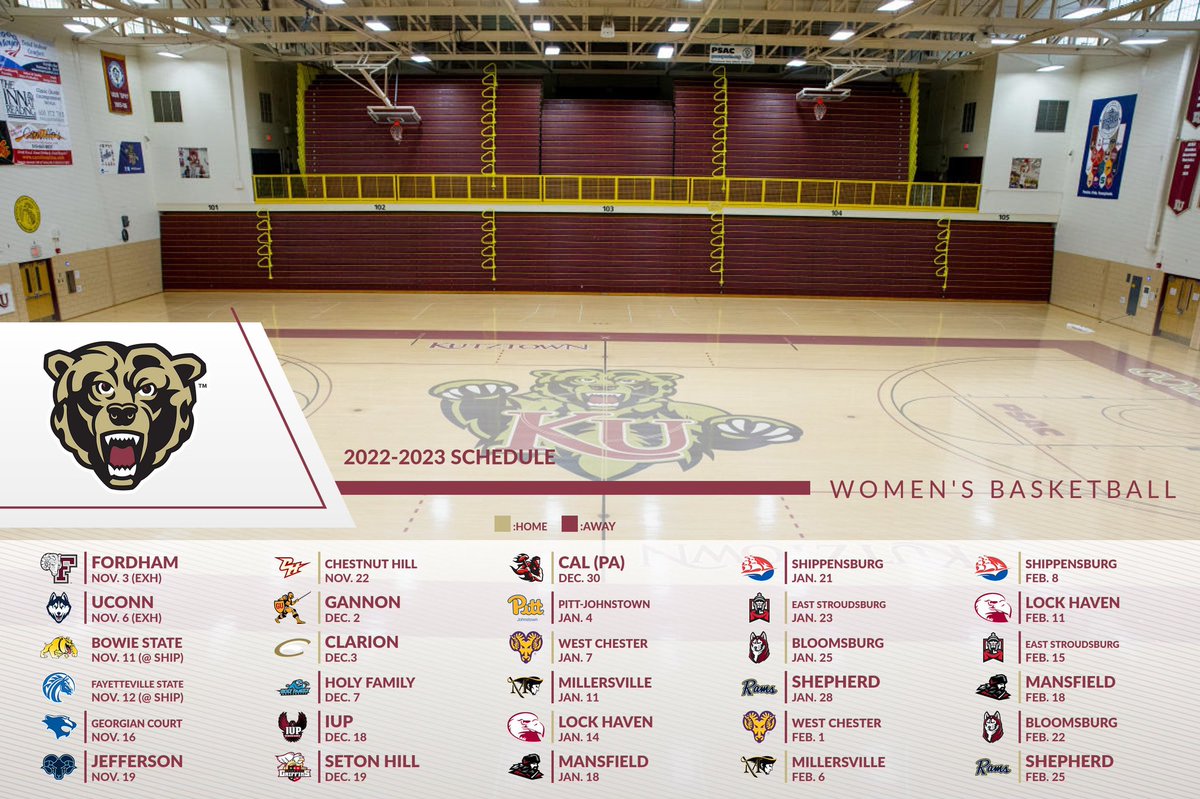 KUBearsWBB's tweet photo. SCHEDULE RELEASE 🚨

The 2022-23 season is almost here!!! We’re excited to see you at Keystone Arena and out on the road!

Comment with the game you can’t wait for!

#KUWB💛🐻🏀 https://t.co/NGevukv8Ir