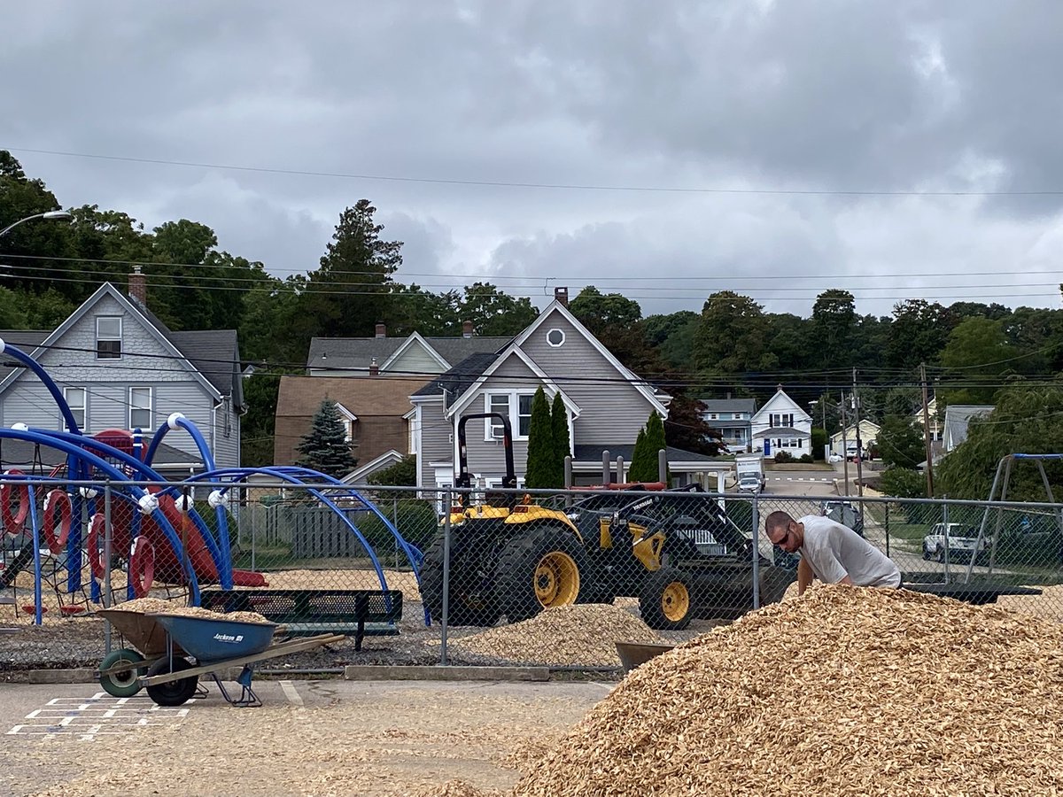 stmichaelsct's tweet photo. Getting the playground ready for the new school year! We are looking forward to the first day of school! #backtoschool https://t.co/39gXjnVFzK